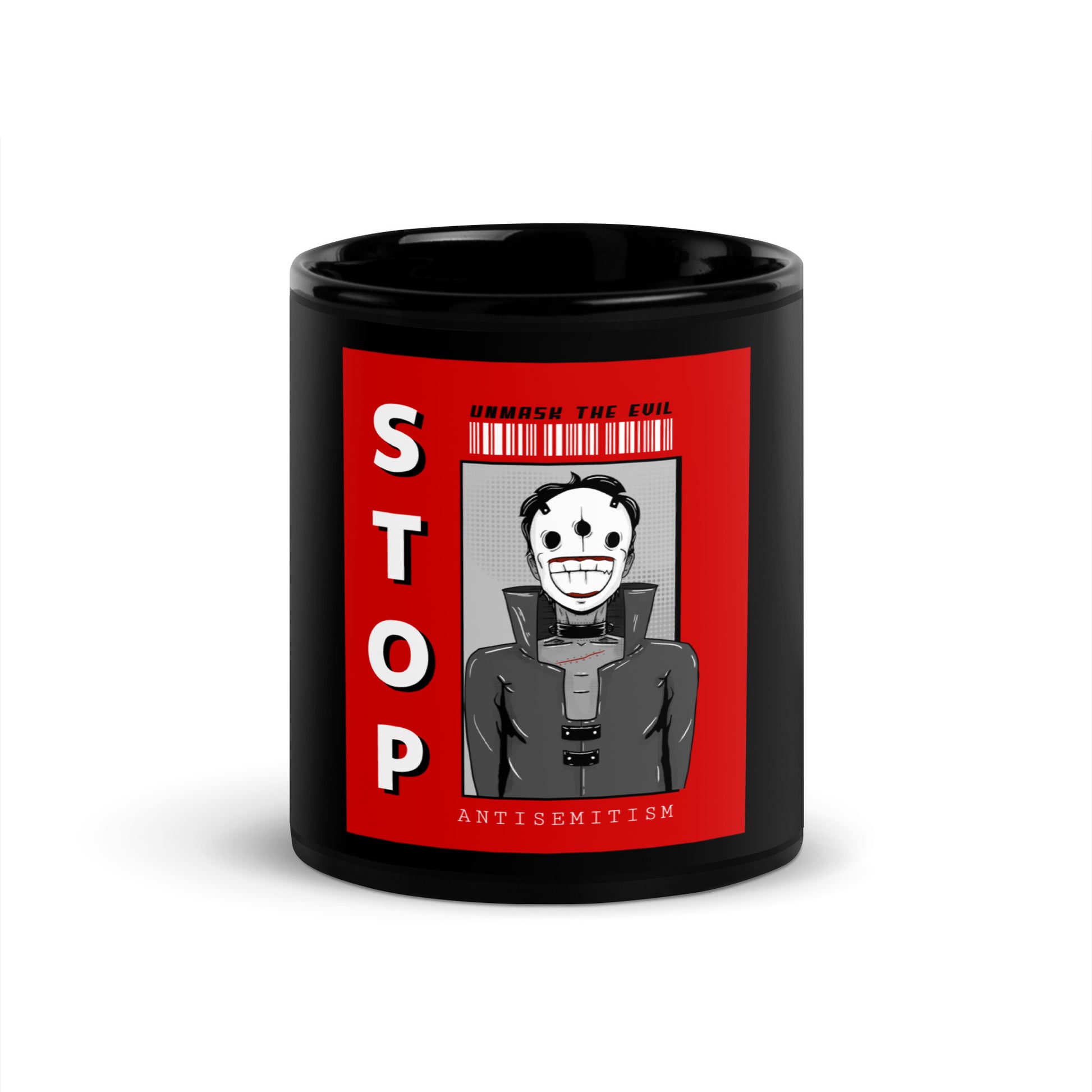 Unmask Evil | Antisemitism | Black Glossy Mug