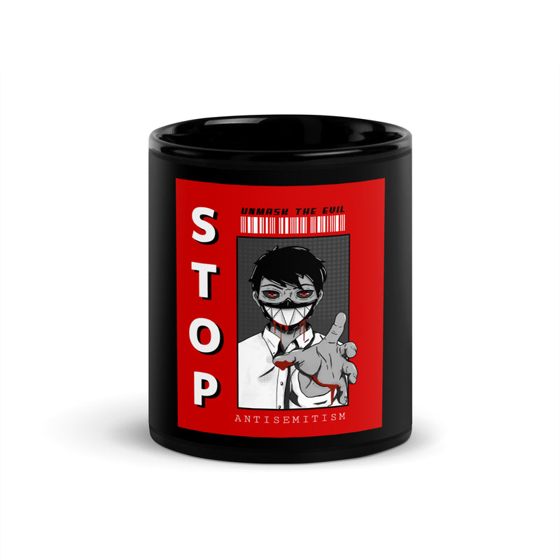 Unmask Evil | Antisemitism | Black Glossy Mug