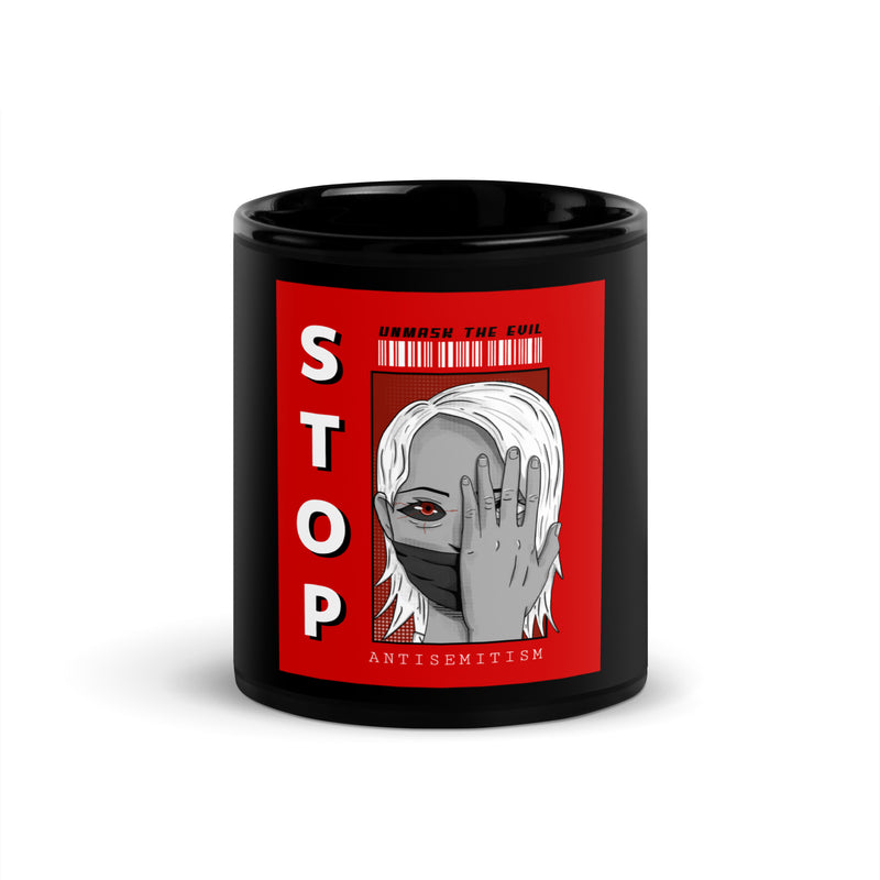 Unmask Evil | Antisemitism | Black Glossy Mug