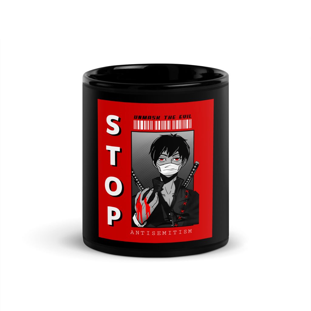 Unmask Evil | Antisemitism | Black Glossy Mug