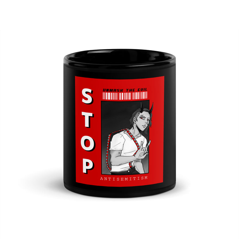 Unmask Evil | Antisemitism | Black Glossy Mug
