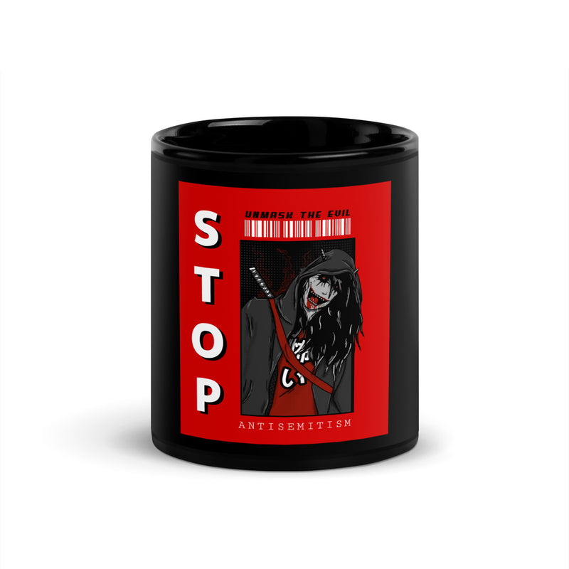 Unmask Evil | Antisemitism | Black Glossy Mug