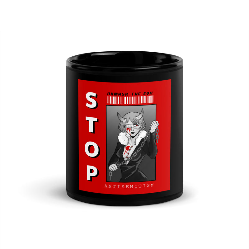 Unmask Evil | Antisemitism | Black Glossy Mug