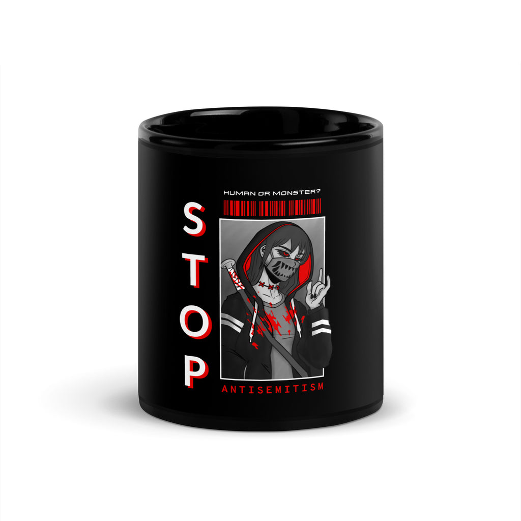 Human Or Monster | Antisemitism | Black Glossy Mug