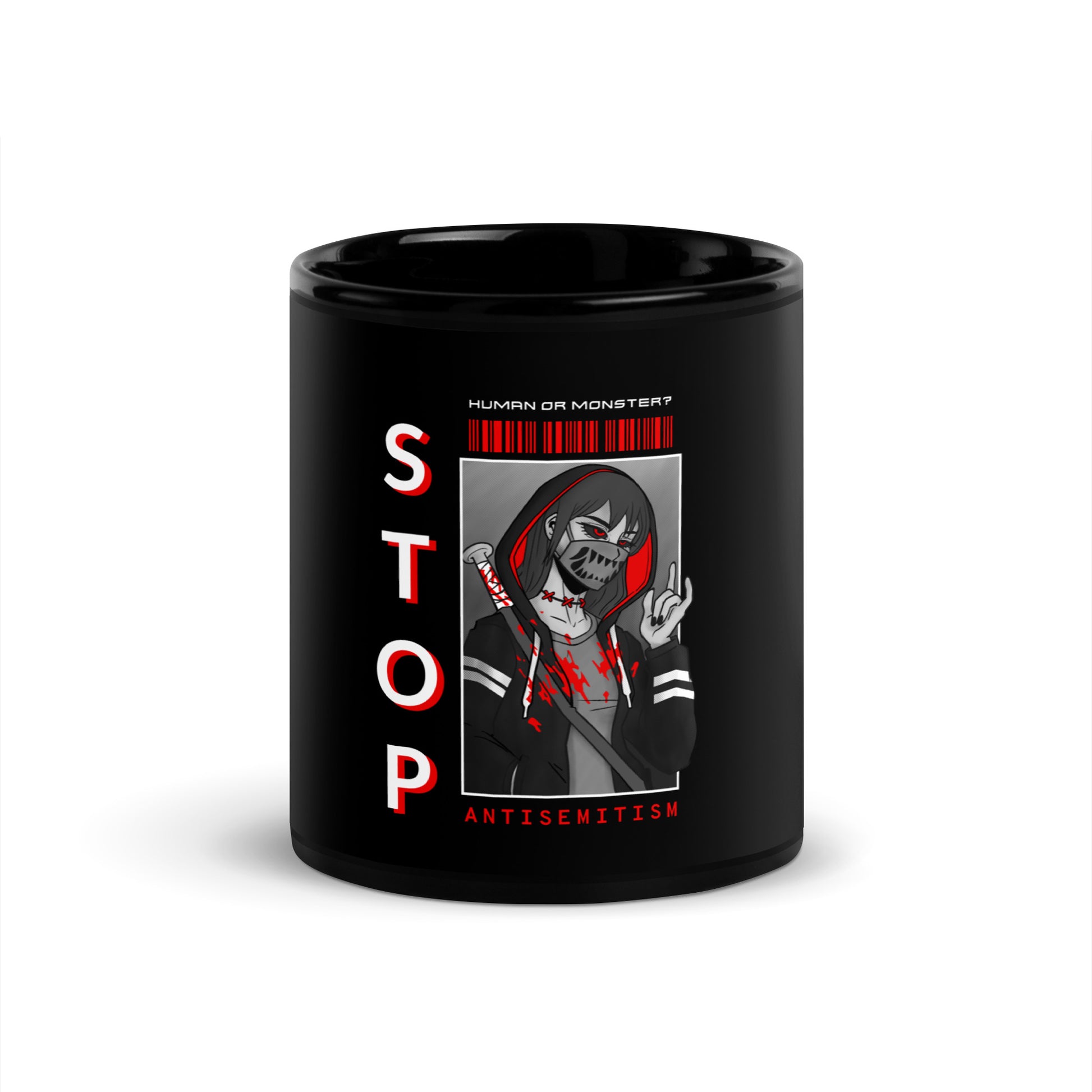 Human Or Monster | Antisemitism | Black Glossy Mug