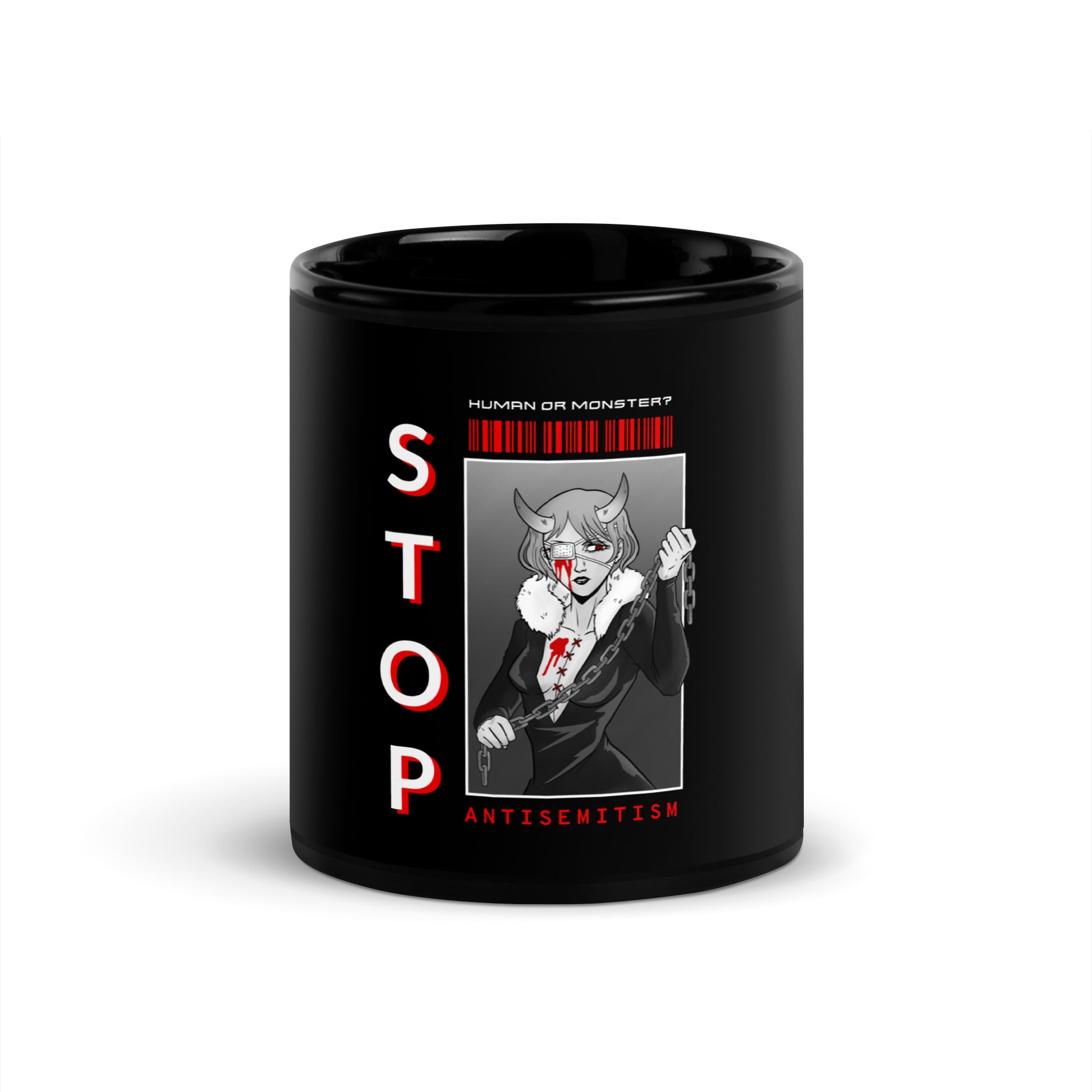 Human Or Monster | Antisemitism | Black Glossy Mug
