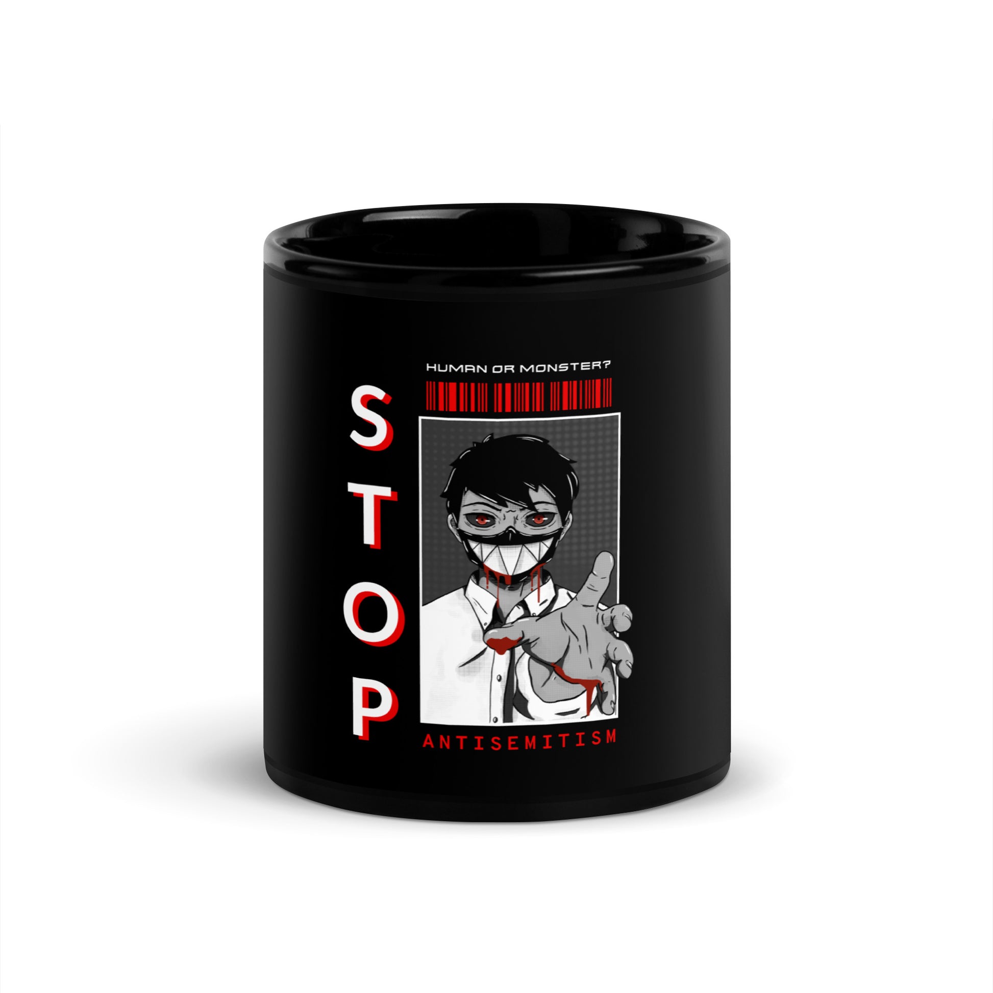 Human Or Monster | Antisemitism | Black Glossy Mug