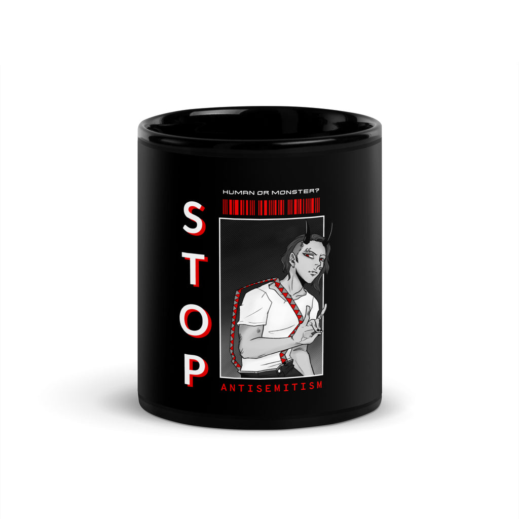Human Or Monster | Antisemitism | Black Glossy Mug