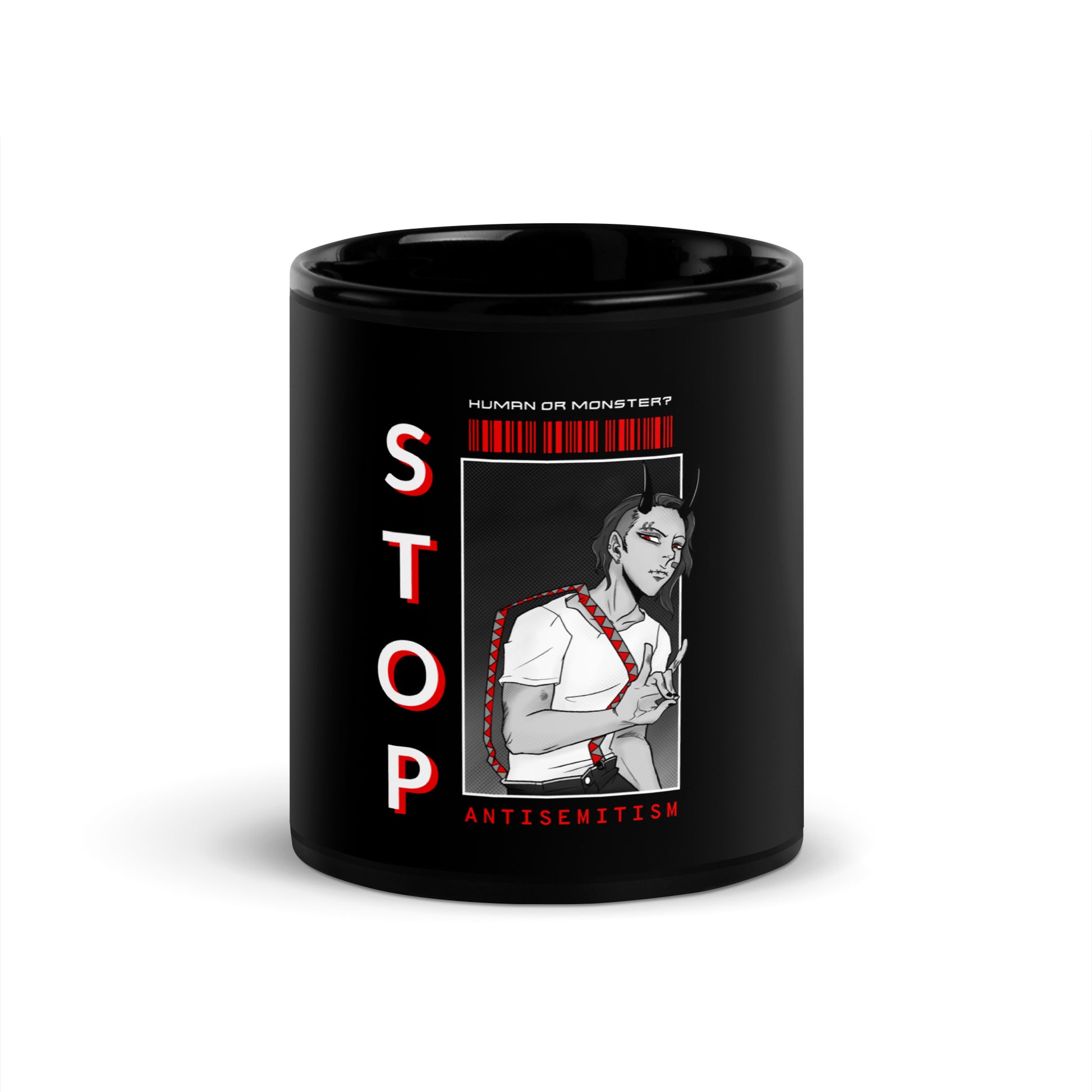 Human Or Monster | Antisemitism | Black Glossy Mug