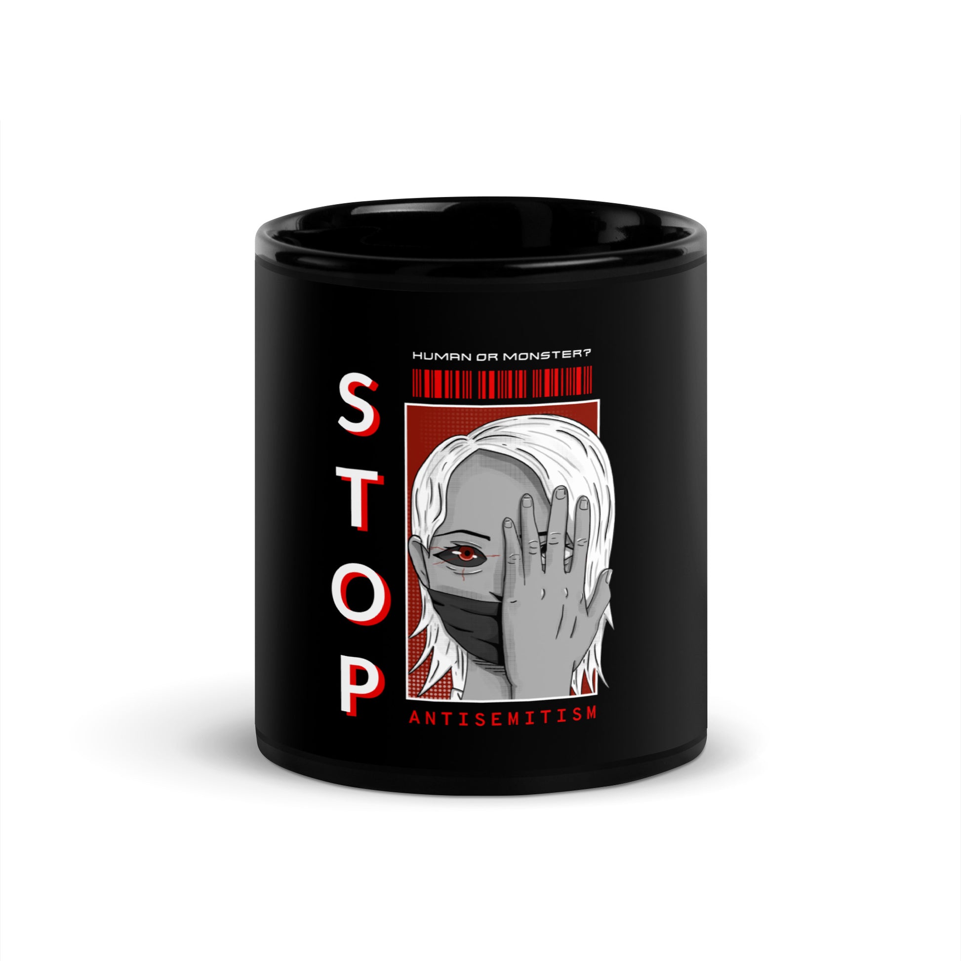 Human Or Monster | Antisemitism | Black Glossy Mug