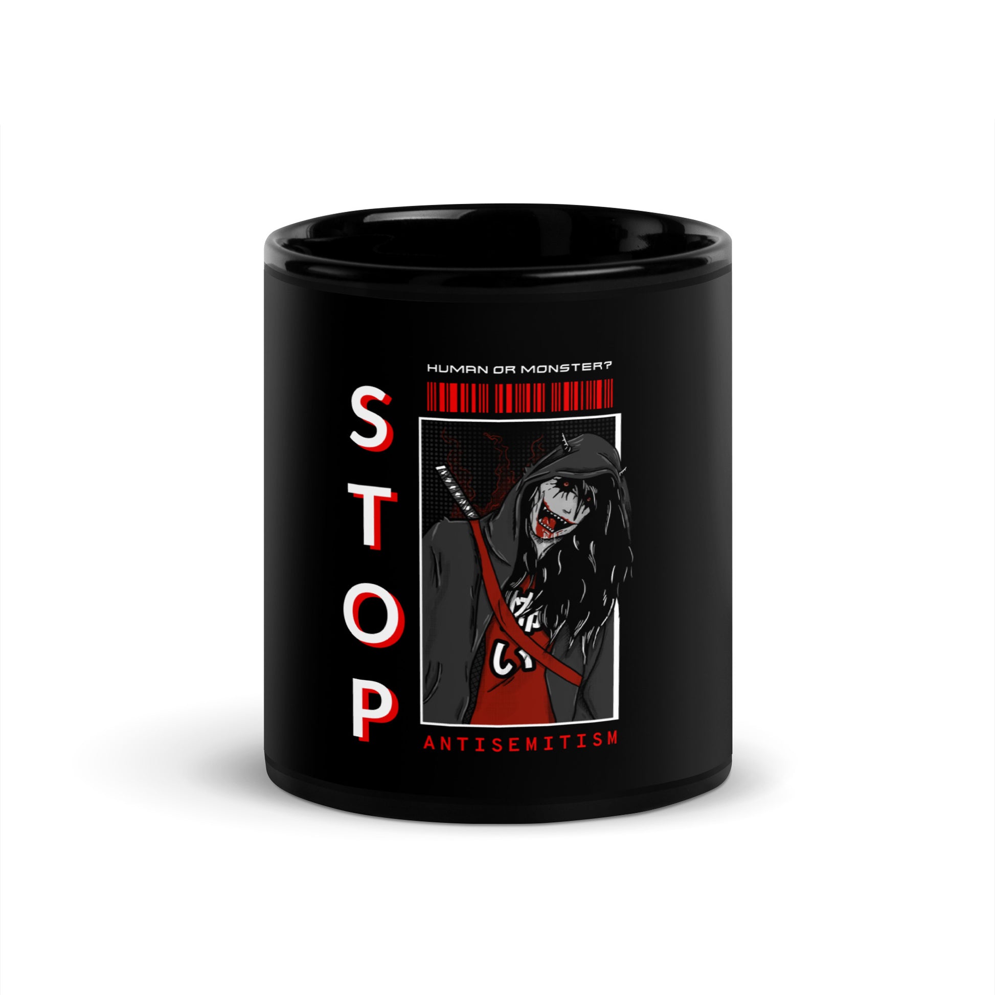 Human Or Monster | Antisemitism | Black Glossy Mug