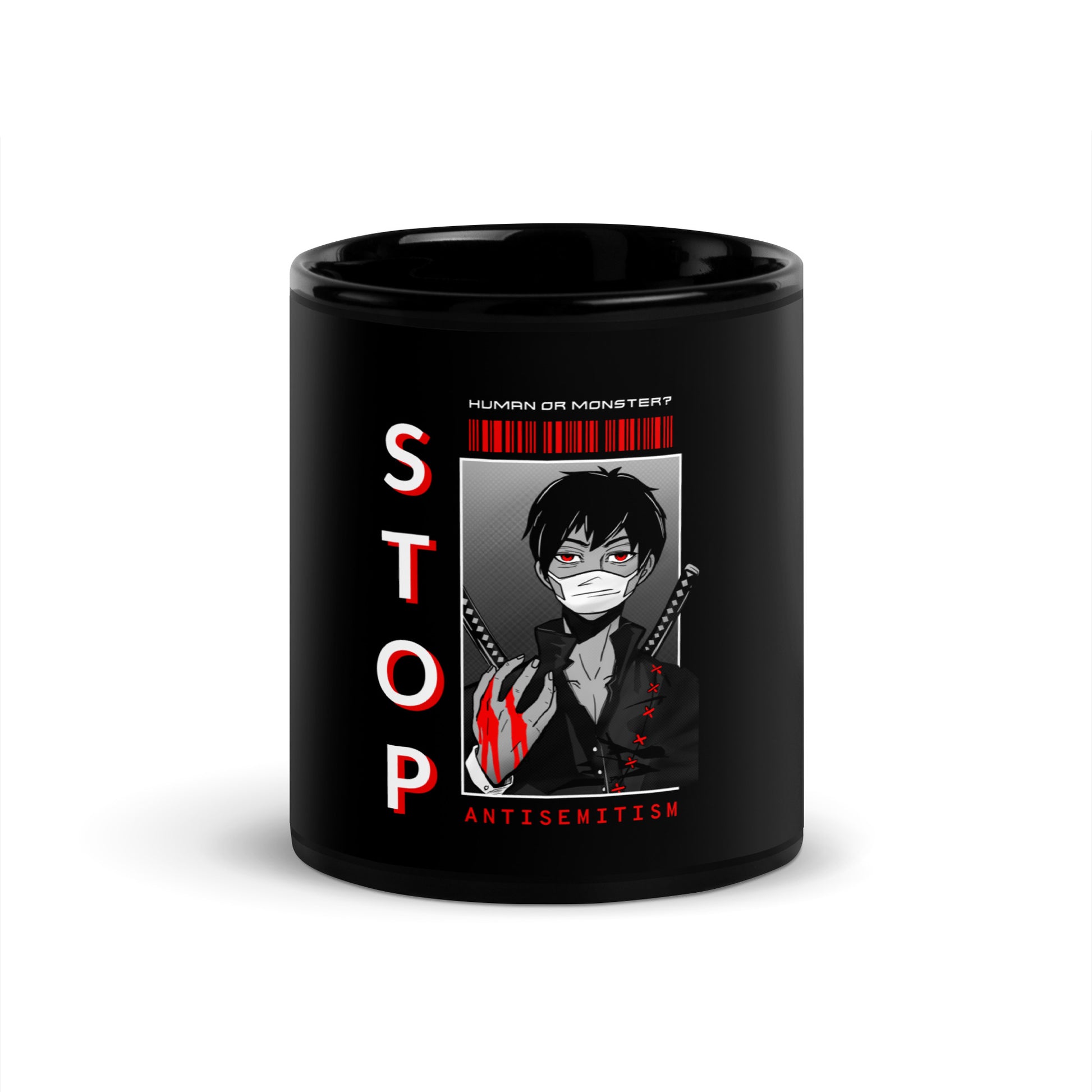 Human Or Monster | Antisemitism | Black Glossy Mug
