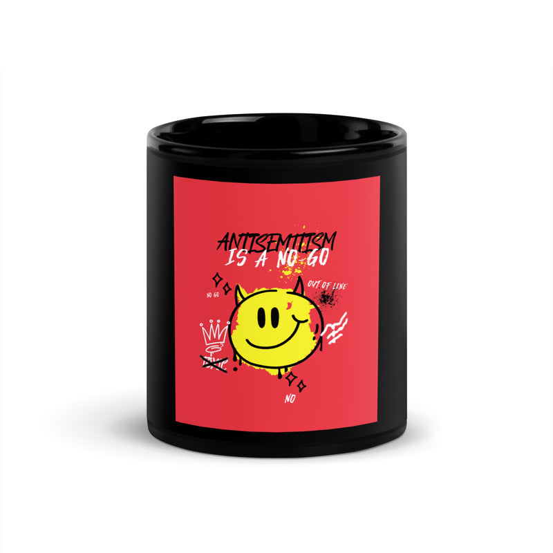 No Go Graffiti Doodle | Antisemitism | Black Glossy Mug