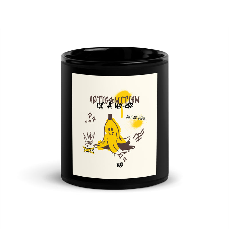No Go Graffiti Doodle | Antisemitism | Black Glossy Mug