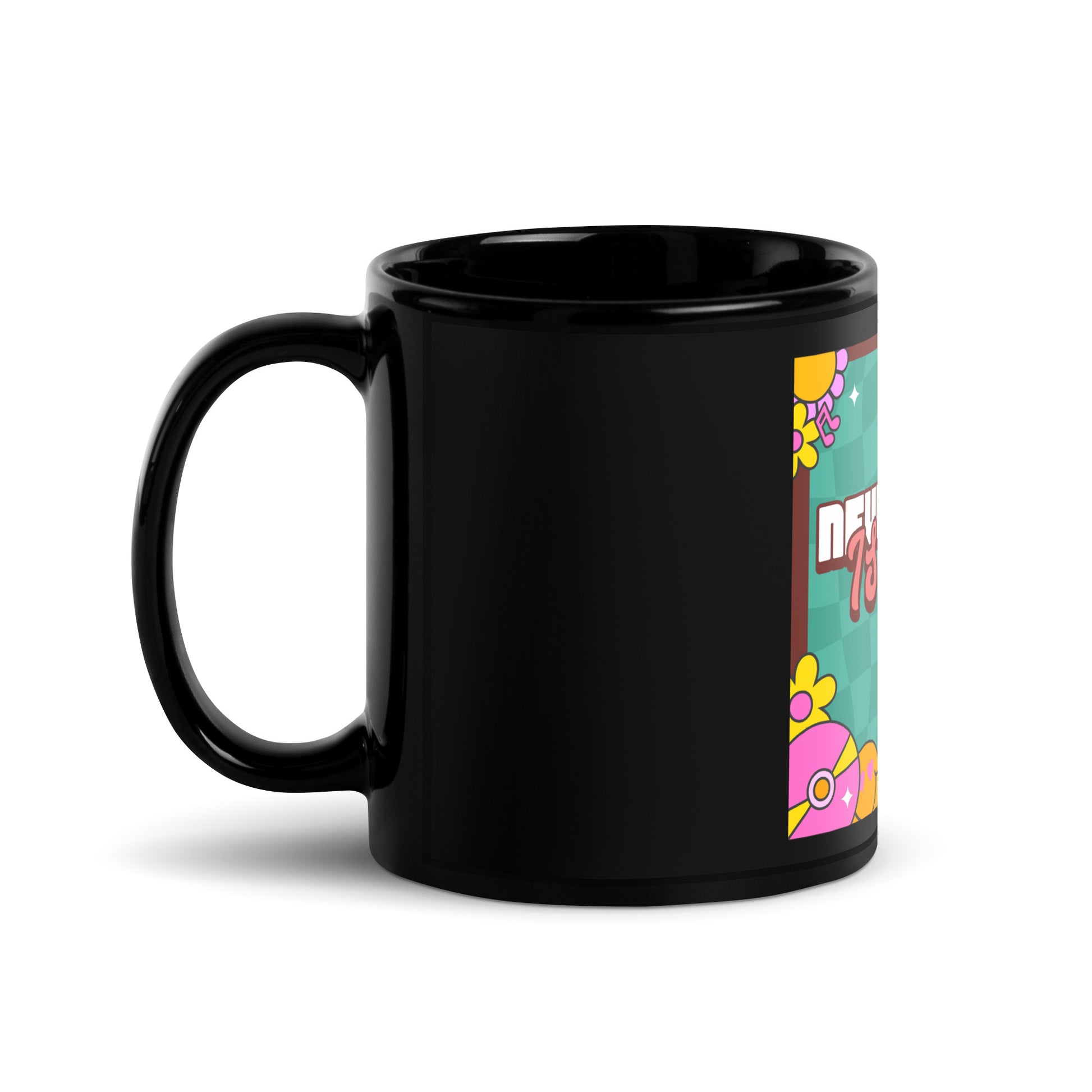 Never Again | Retro-Green Style | Black Glossy Mug