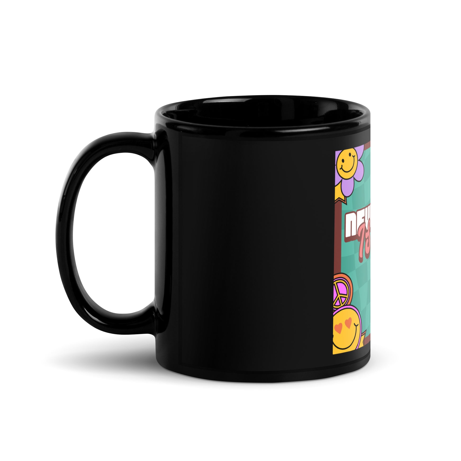 Never Again | Retro-Green Style | Black Glossy Mug Jouparty