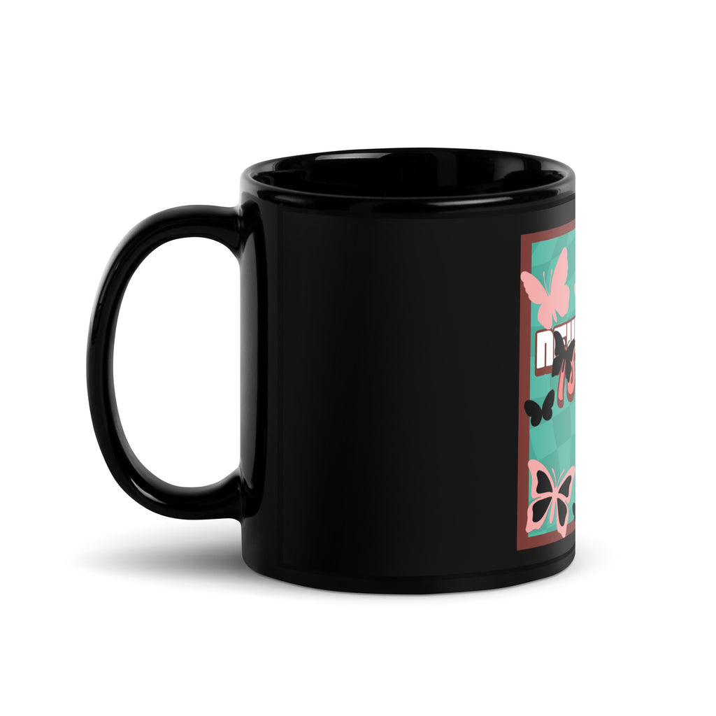 Never Again | Retro-Green Style | Black Glossy Mug Jouparty