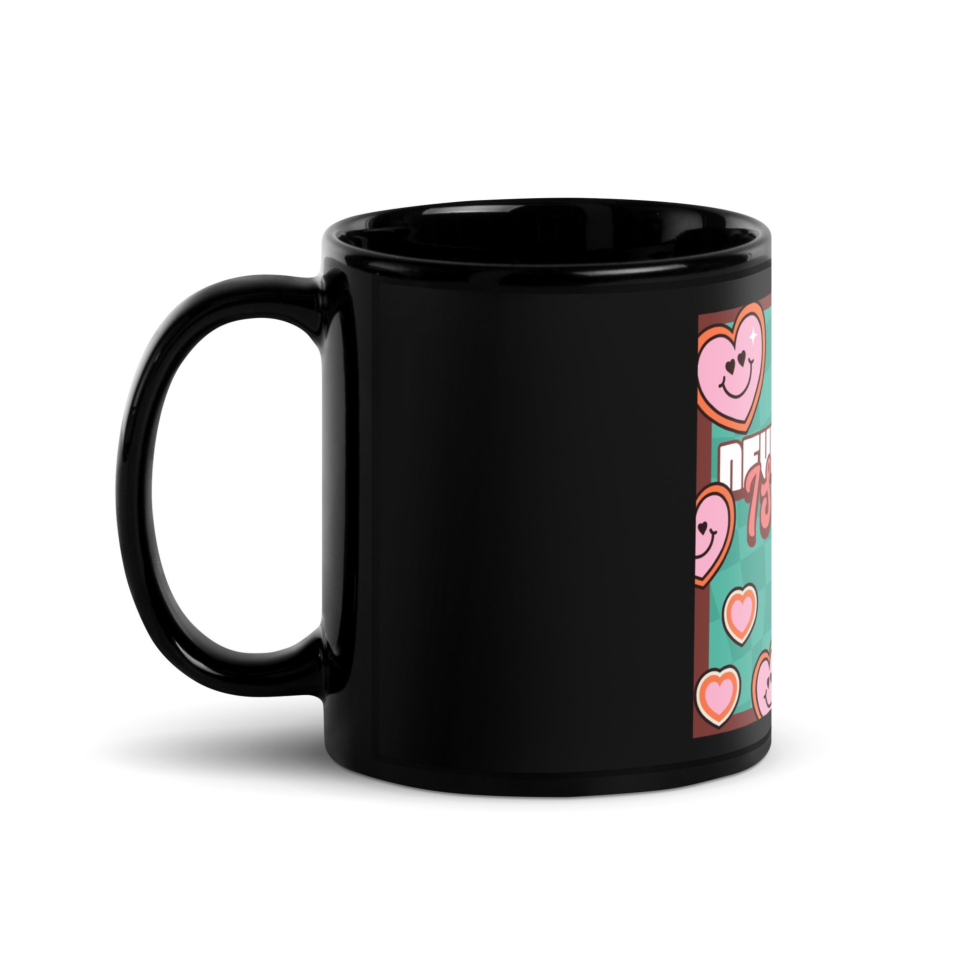 Never Again | Retro-Green Style | Black Glossy Mug Jouparty