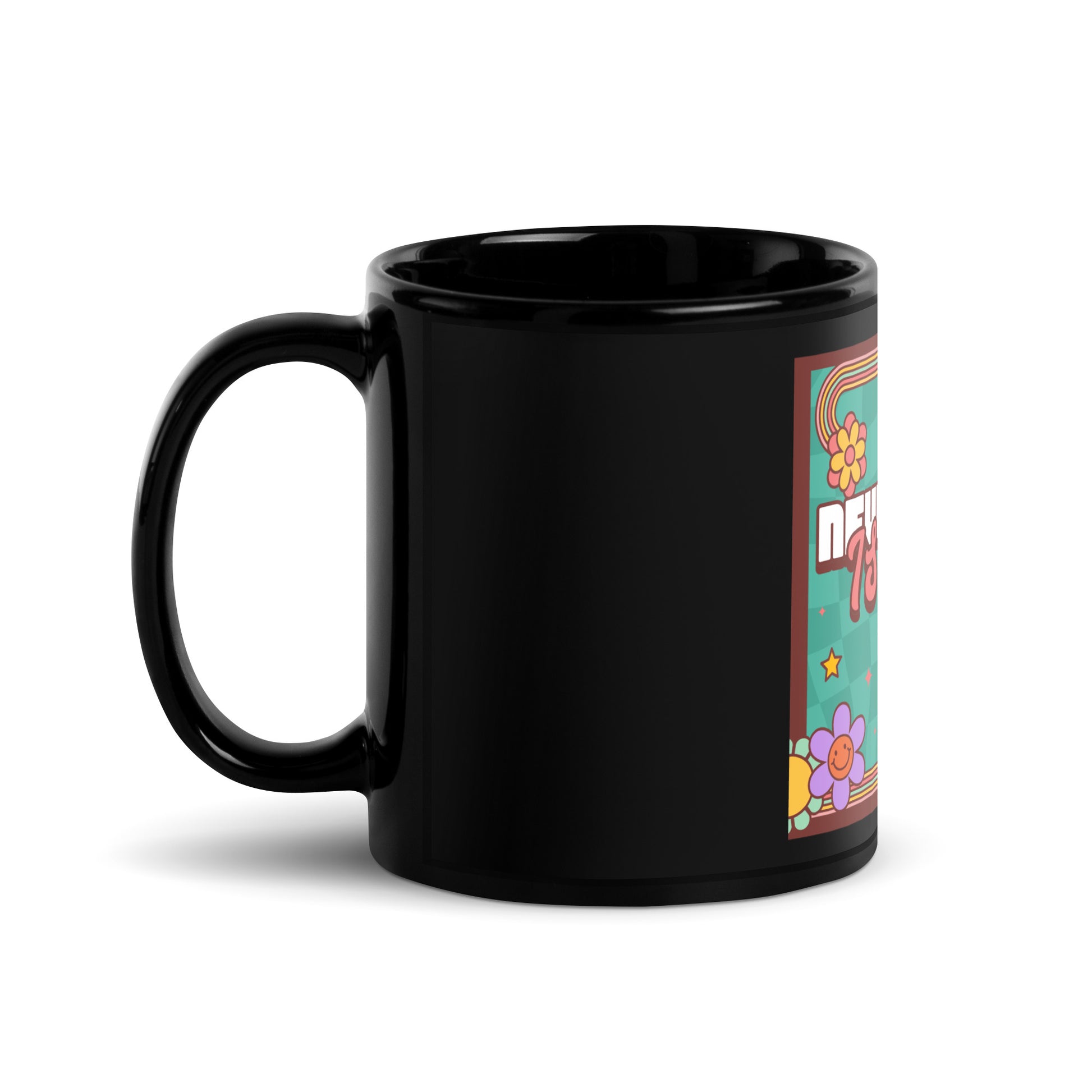 Never Again | Retro-Green Style | Black Glossy Mug Jouparty