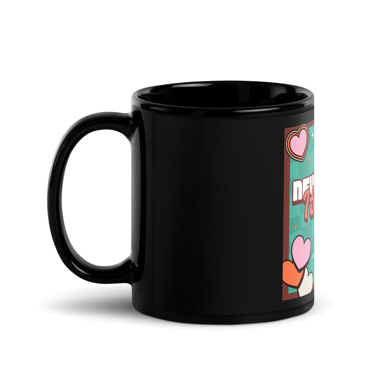 Never Again | Retro-Green Style | Black Glossy Mug