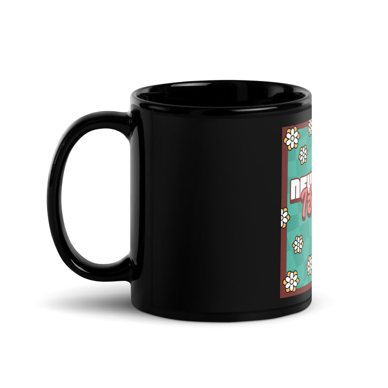 Never Again | Retro-Green Style | Black Glossy Mug