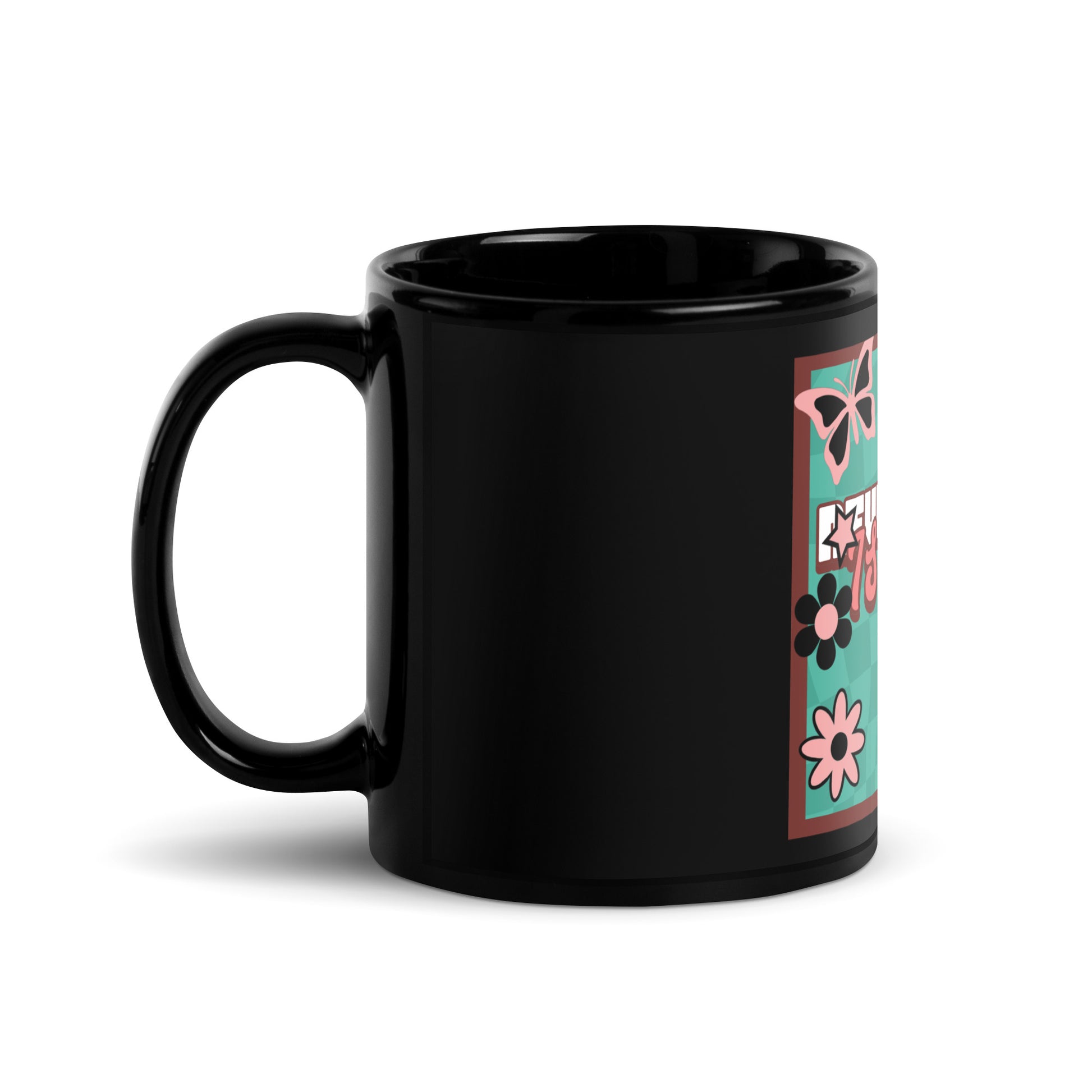 Never Again | Retro-Green Style | Black Glossy Mug Jouparty