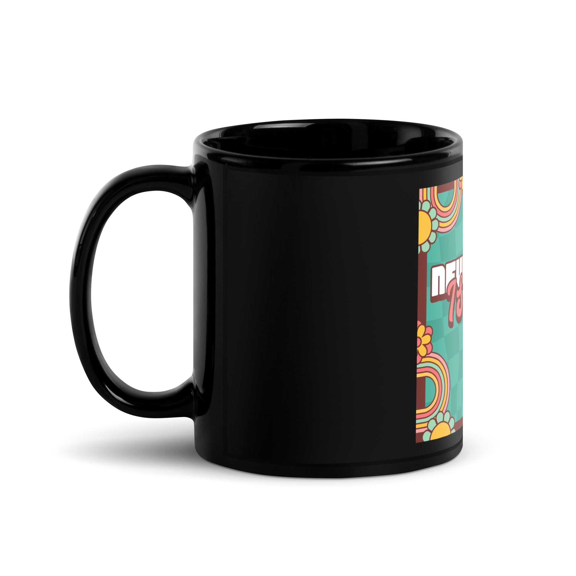 Never Again | Retro-Green Style | Black Glossy Mug