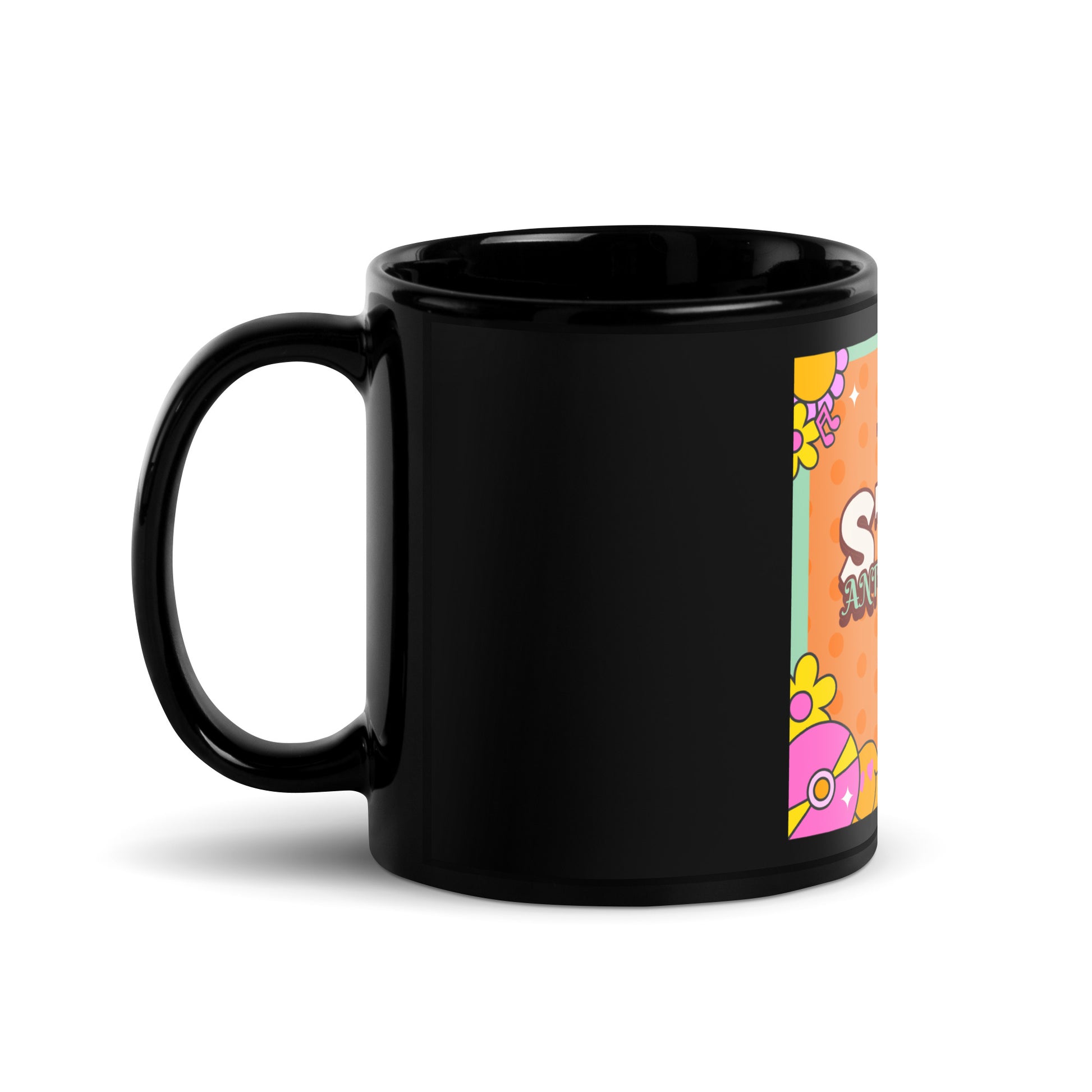 Antisemitism | Retro-Orange Style | Black Glossy Mug Jouparty