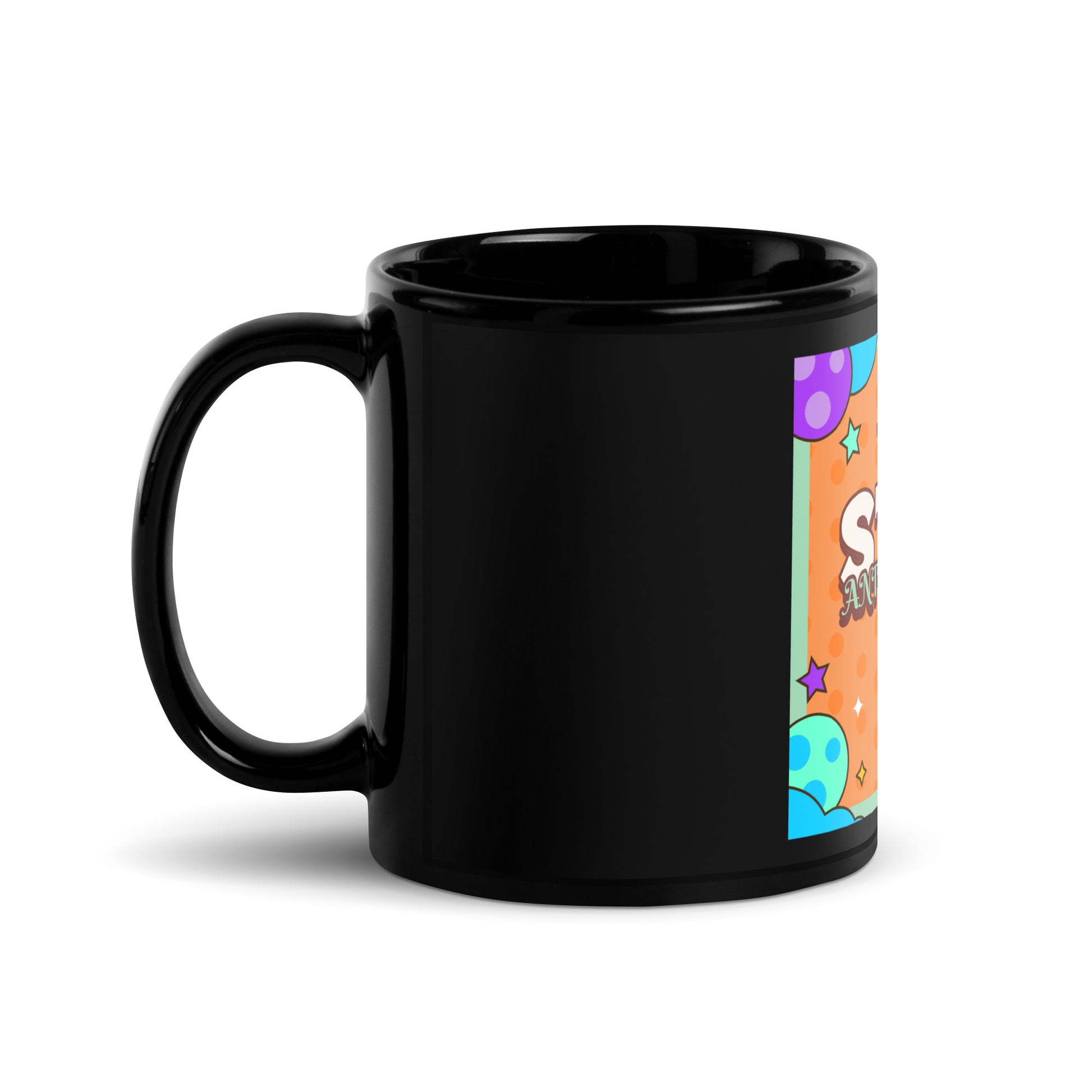 Antisemitism | Retro-Orange Style | Black Glossy Mug Jouparty