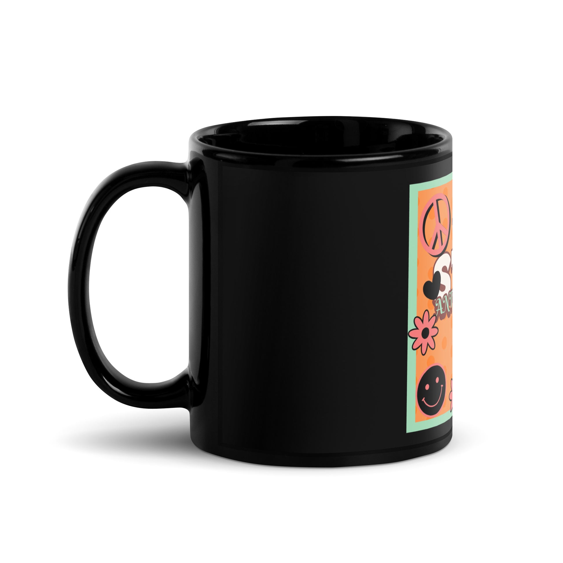 Antisemitism | Retro-Orange Style | Black Glossy Mug Jouparty