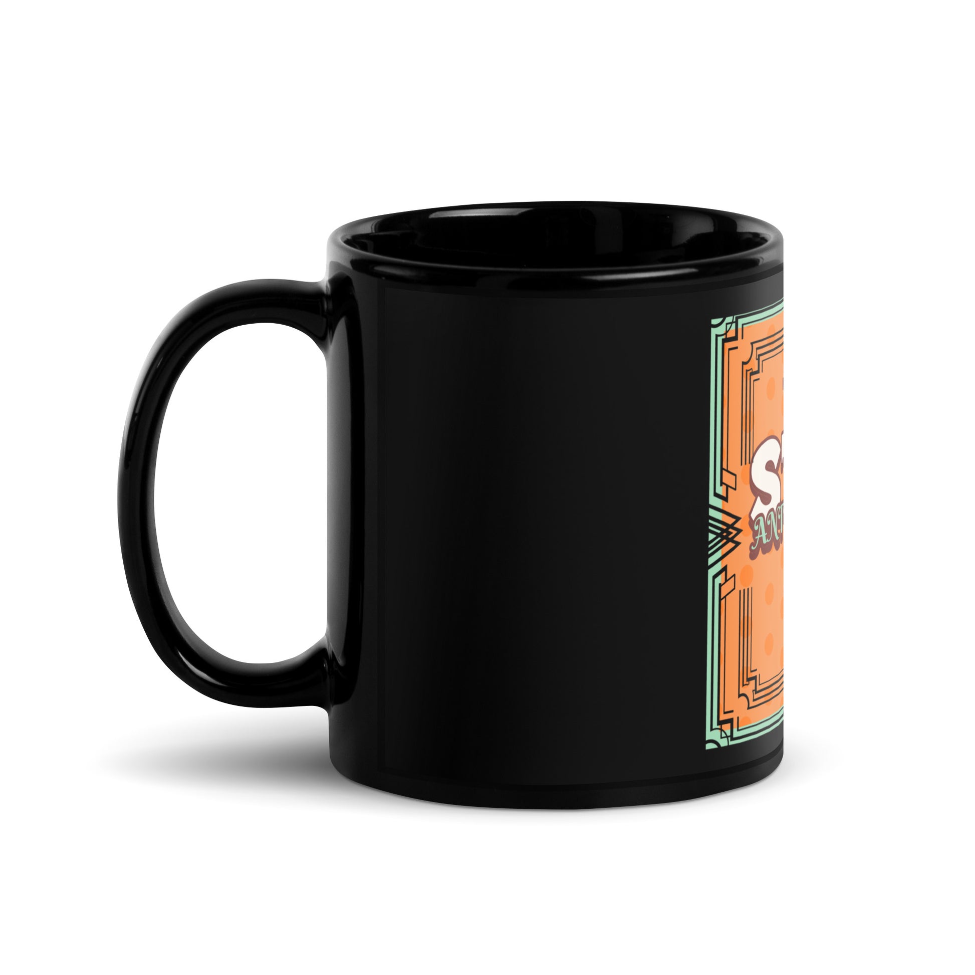 Antisemitism | Retro-Orange Style | Black Glossy Mug Jouparty