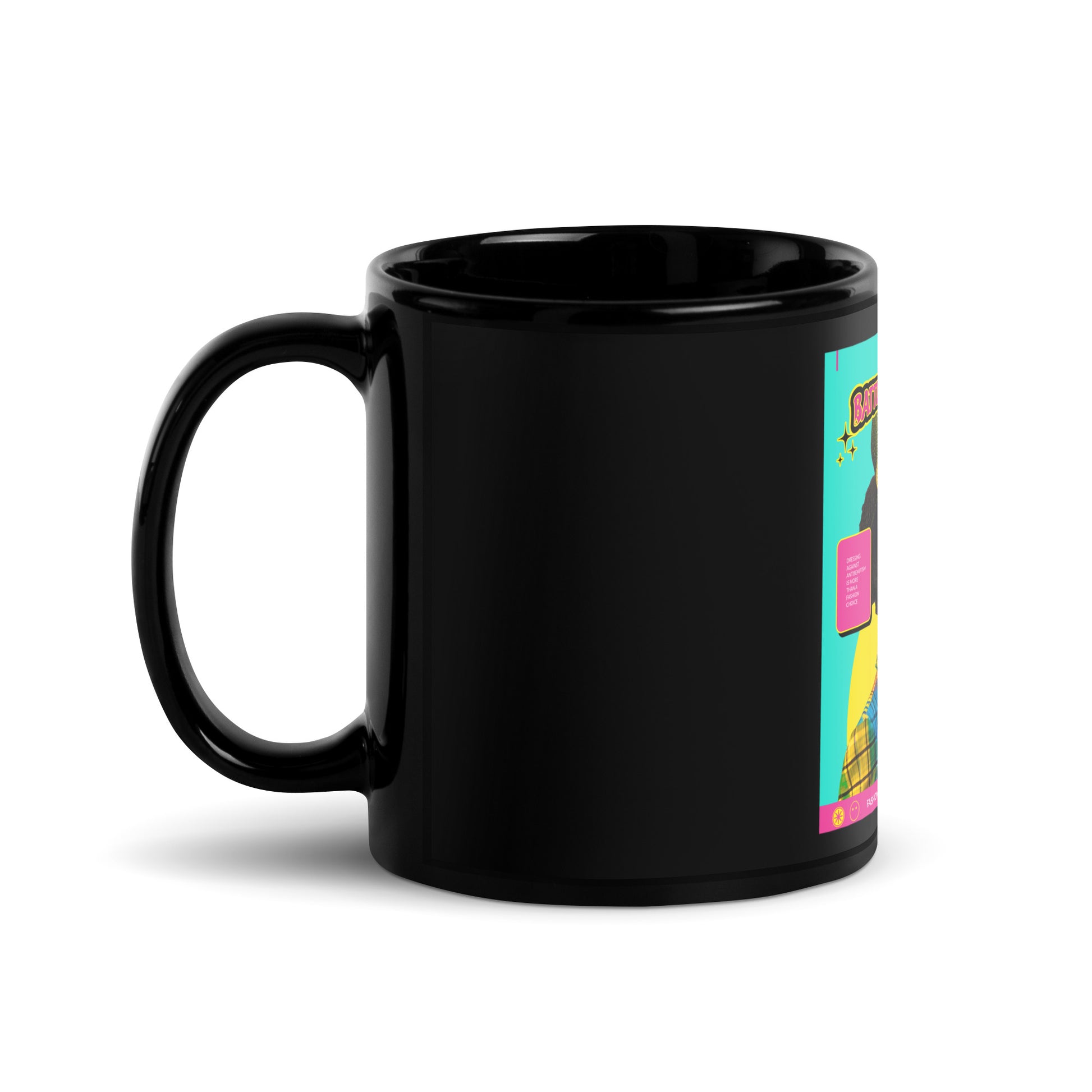 80's Fashion Trend | Battle Antisemitism | Black Glossy Mug