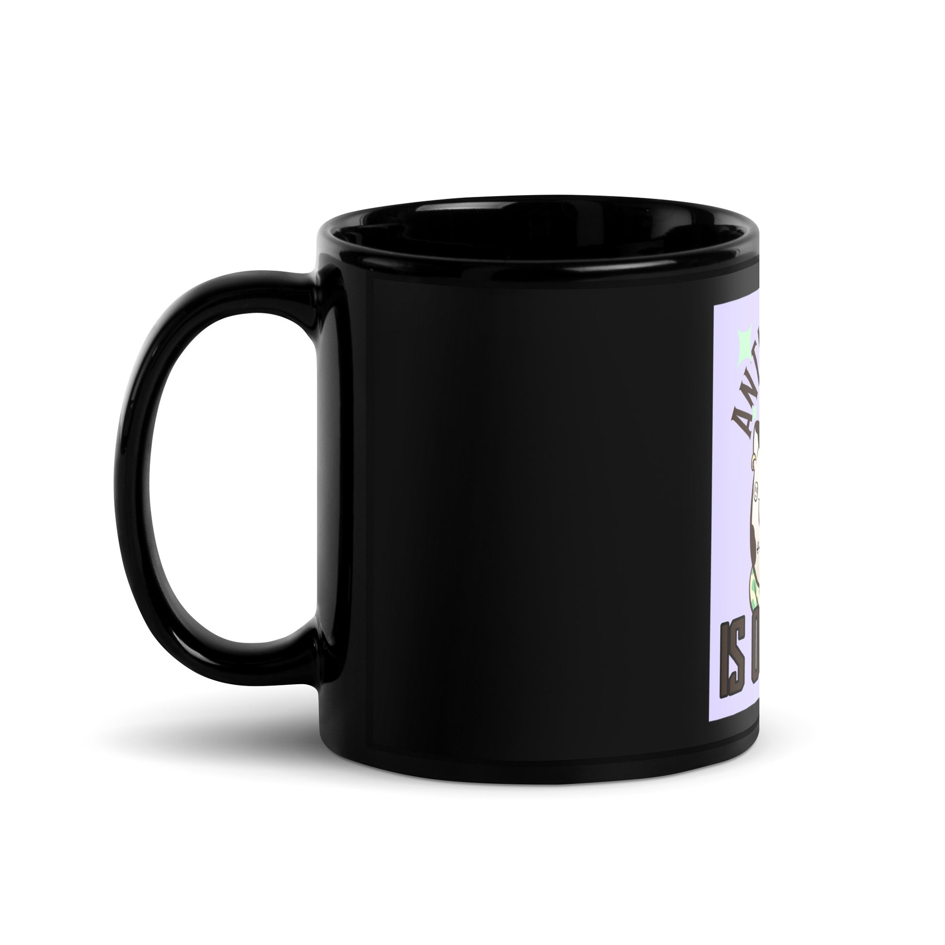 Cool Cat | Antisemitism Is Outdated | Black Glossy Mug