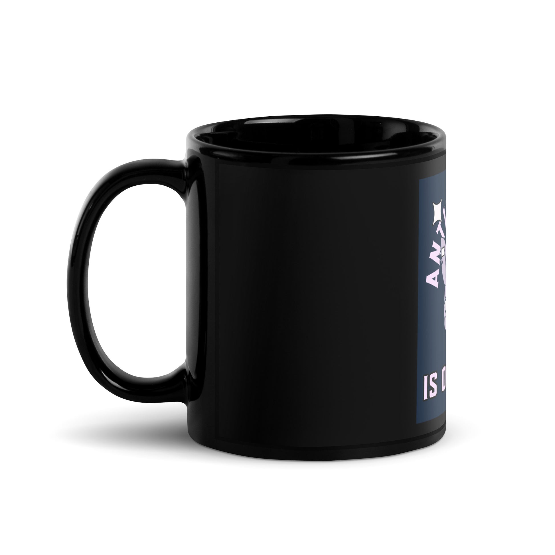 Cool Cat | Antisemitism Is Outdated | Black Glossy Mug
