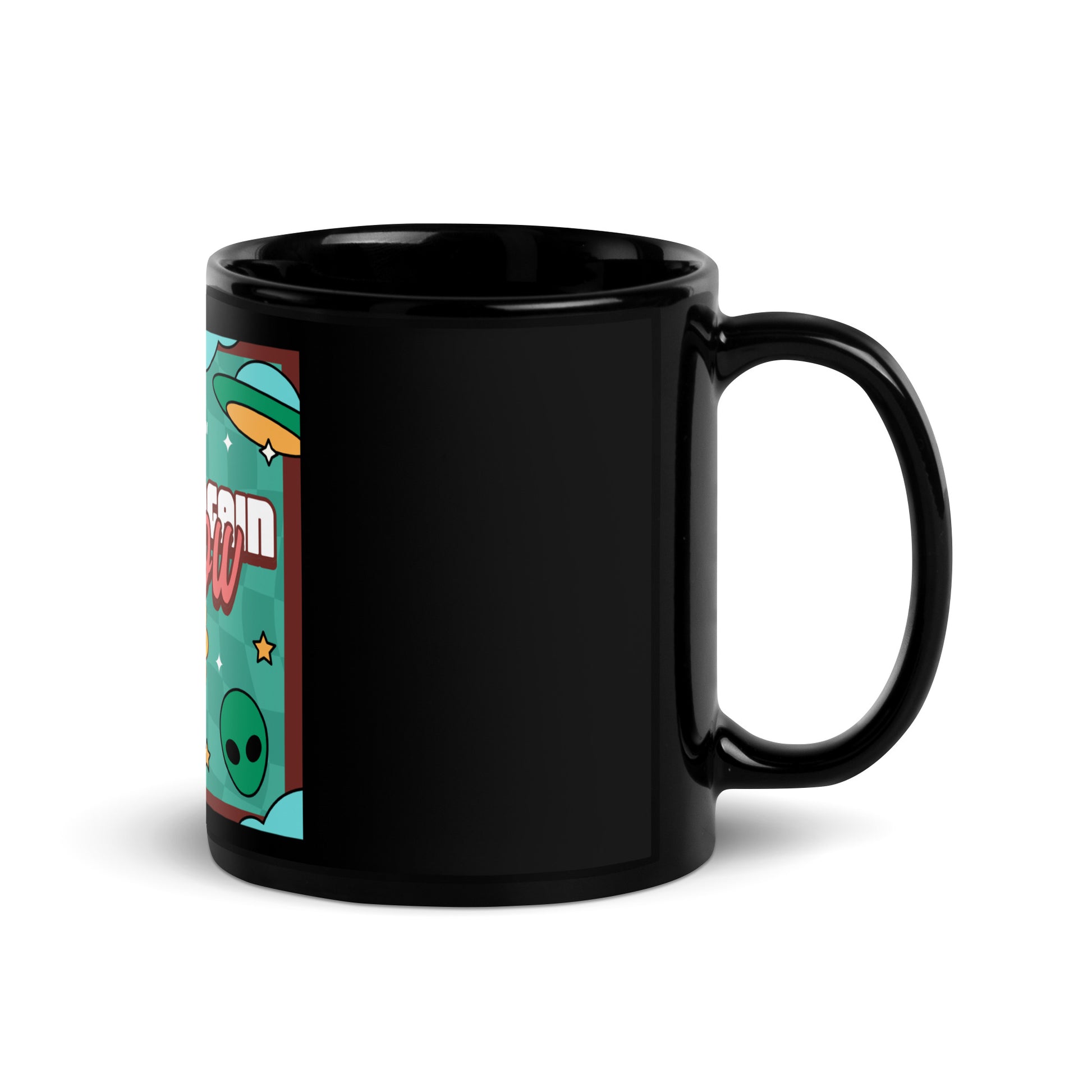 Never Again | Retro-Green Style | Black Glossy Mug Jouparty