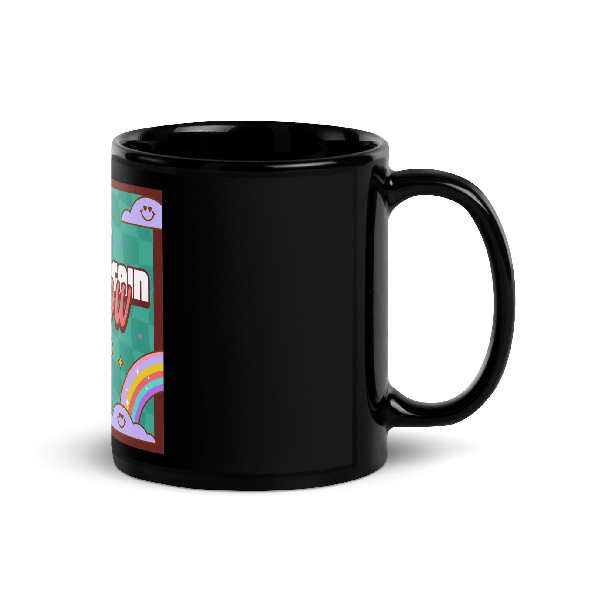 Never Again | Retro-Green Style | Black Glossy Mug Jouparty