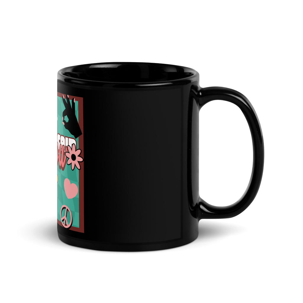 Never Again | Retro-Green Style | Black Glossy Mug Jouparty