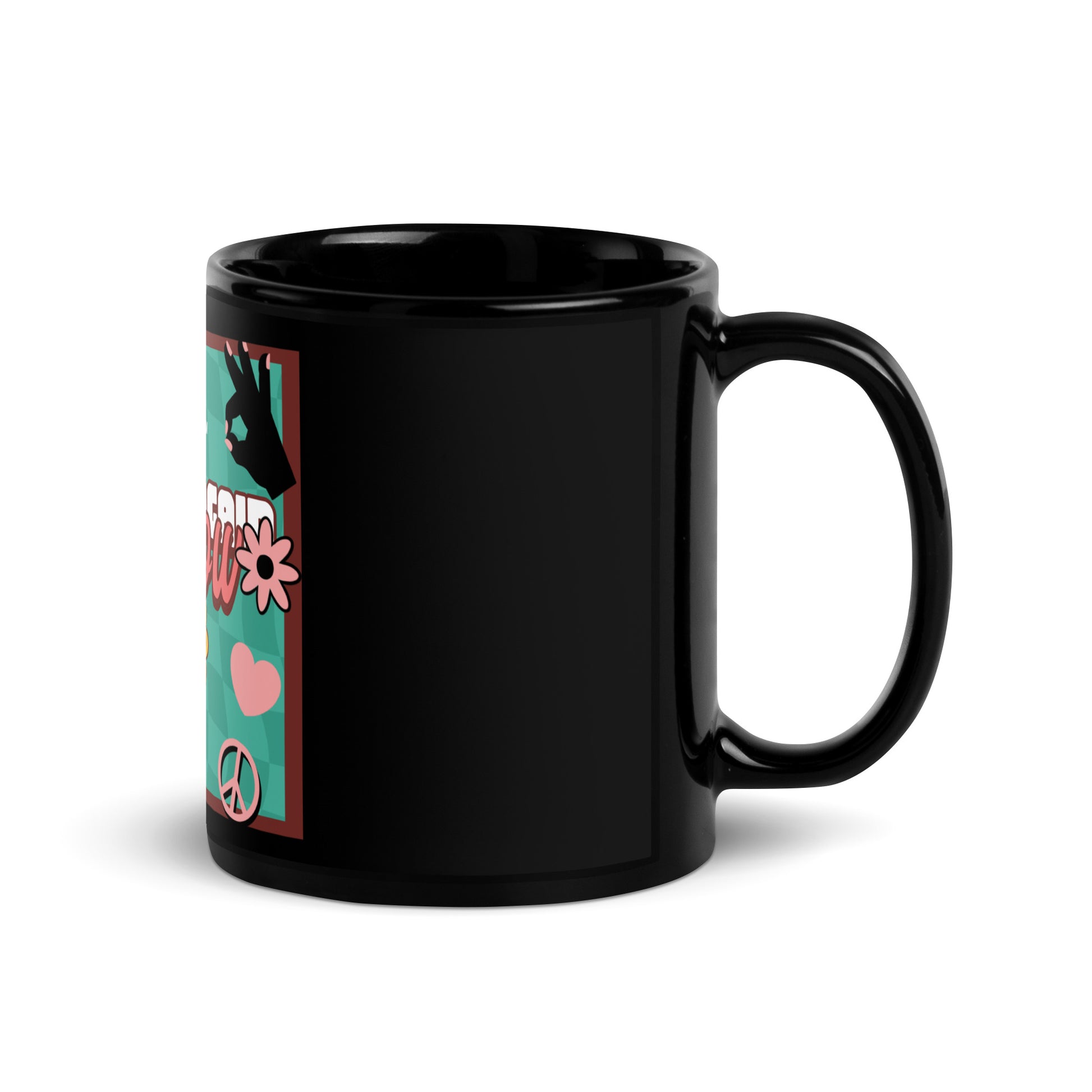 Never Again | Retro-Green Style | Black Glossy Mug Jouparty