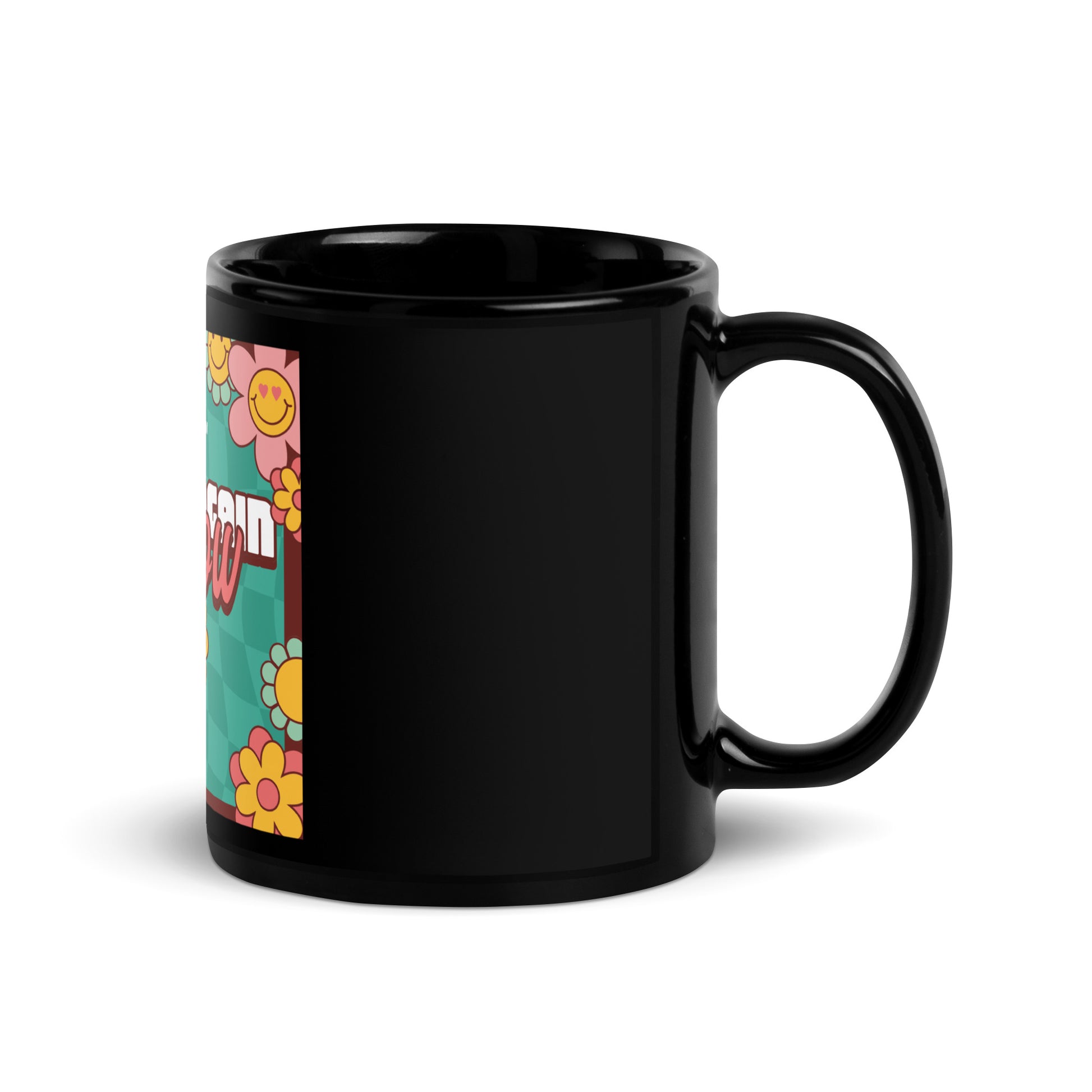 Never Again | Retro-Green Style | Black Glossy Mug Jouparty