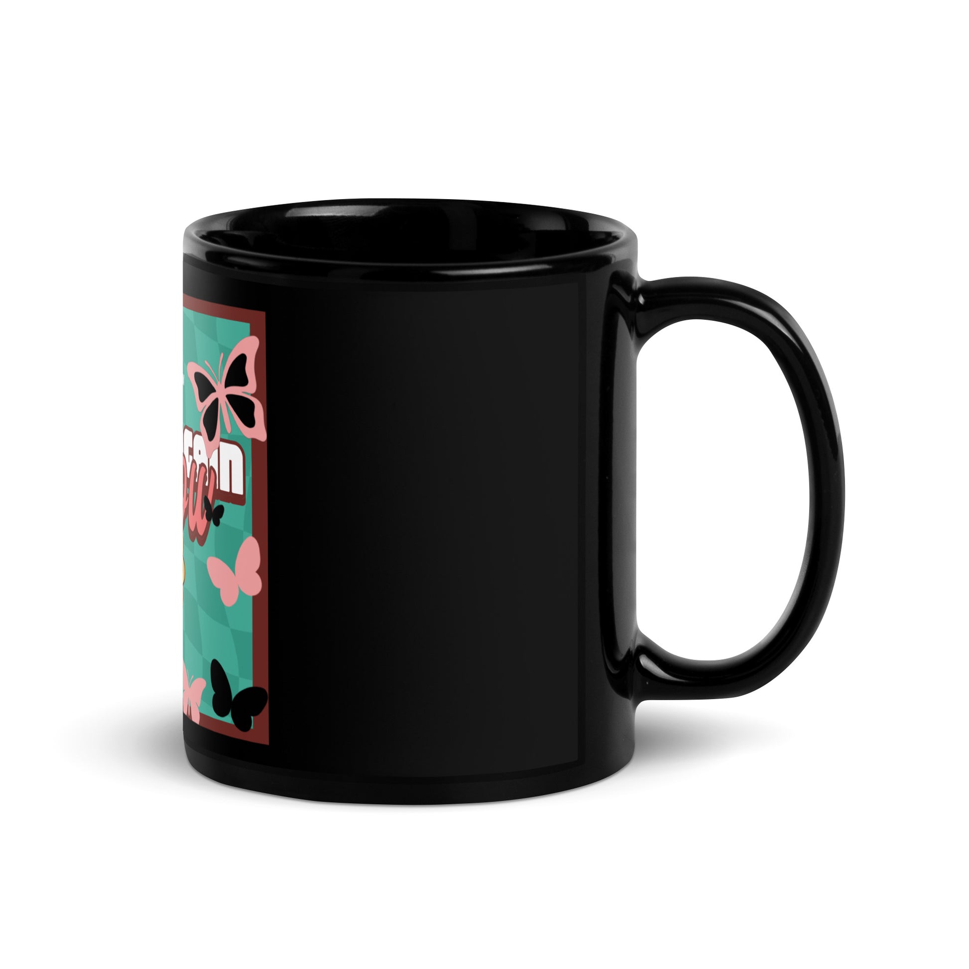 Never Again | Retro-Green Style | Black Glossy Mug Jouparty