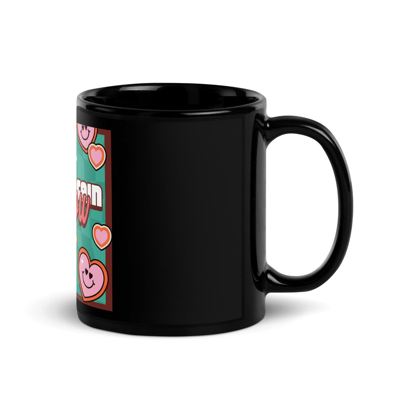 Never Again | Retro-Green Style | Black Glossy Mug