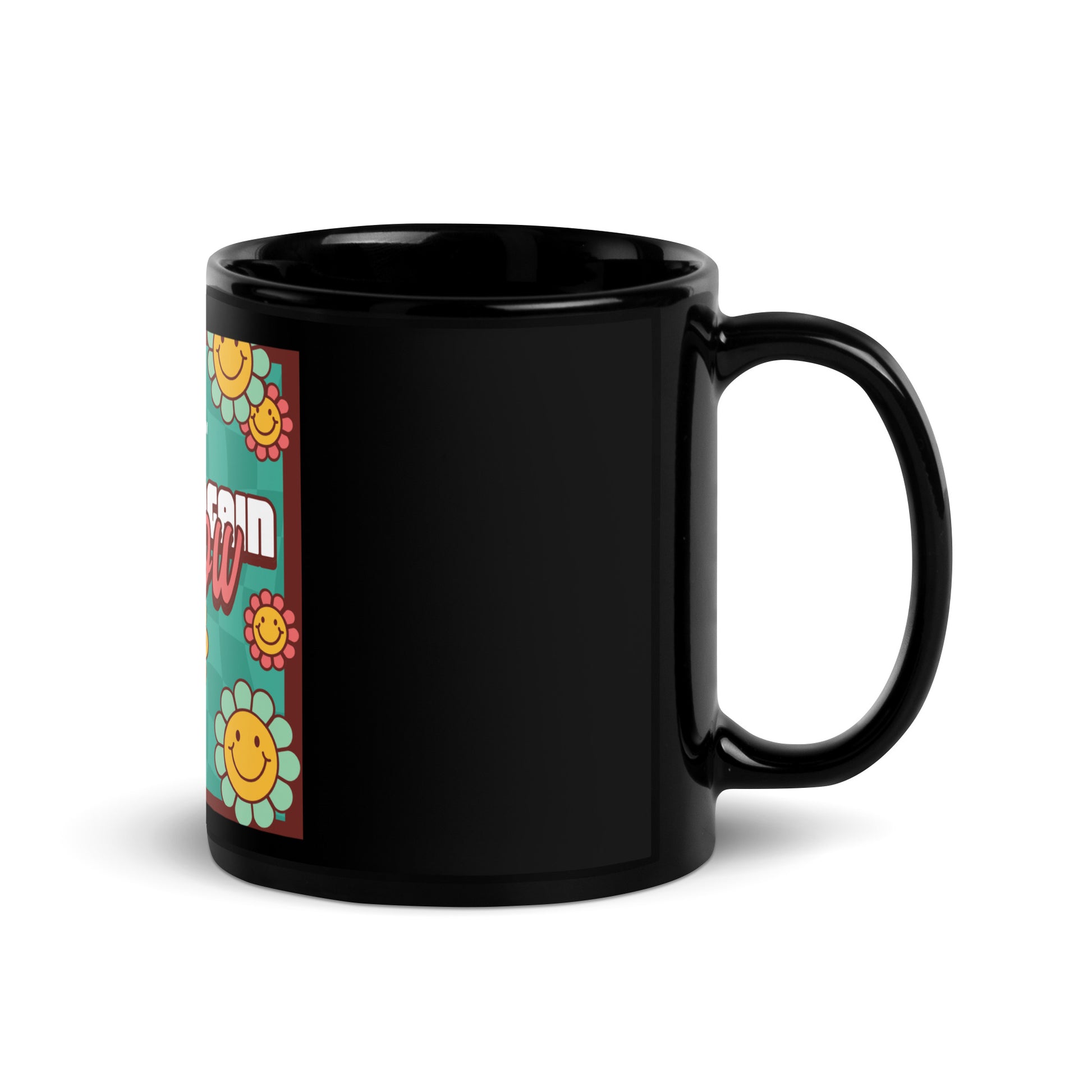 Never Again | Retro-Green Style | Black Glossy Mug Jouparty