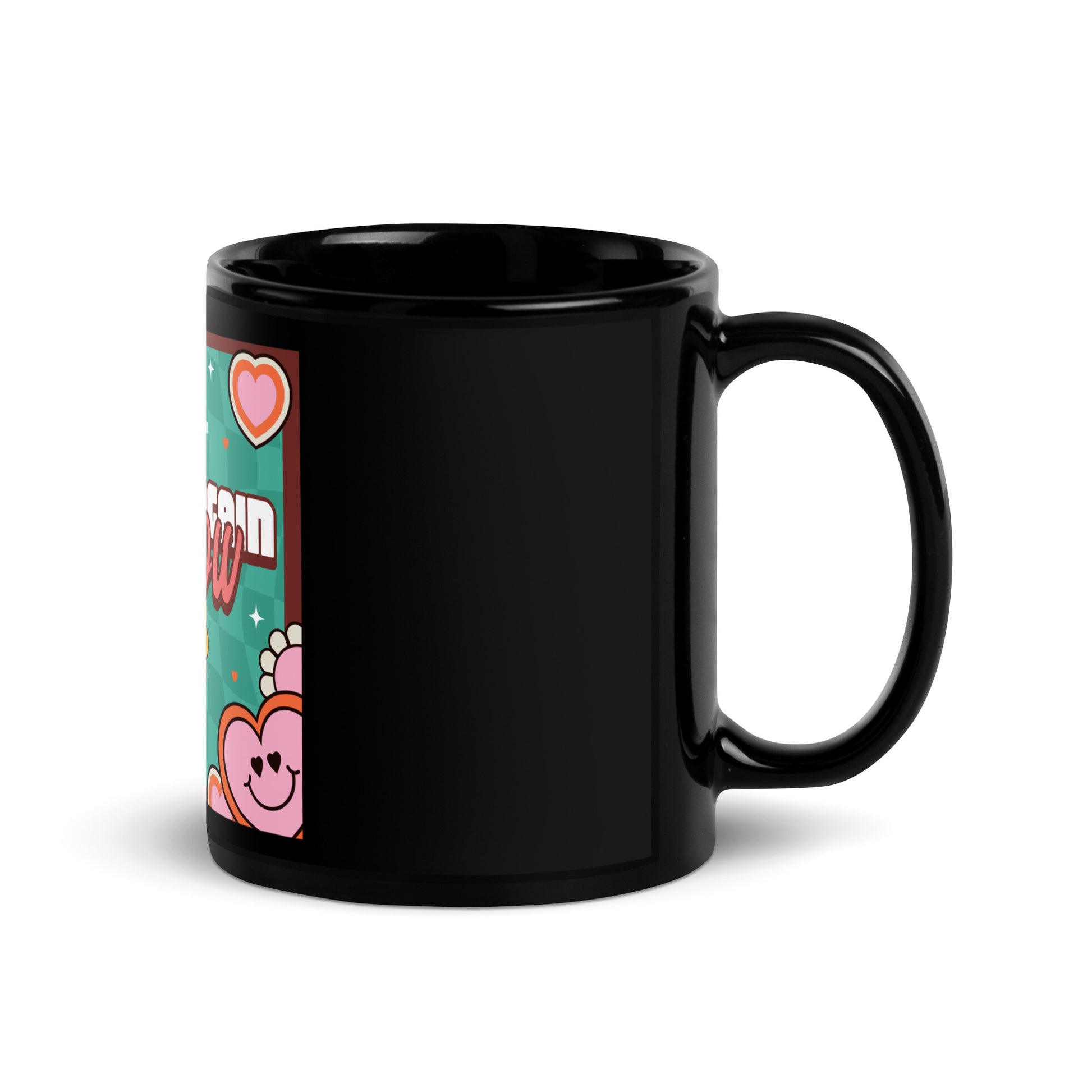 Never Again | Retro-Green Style | Black Glossy Mug Jouparty