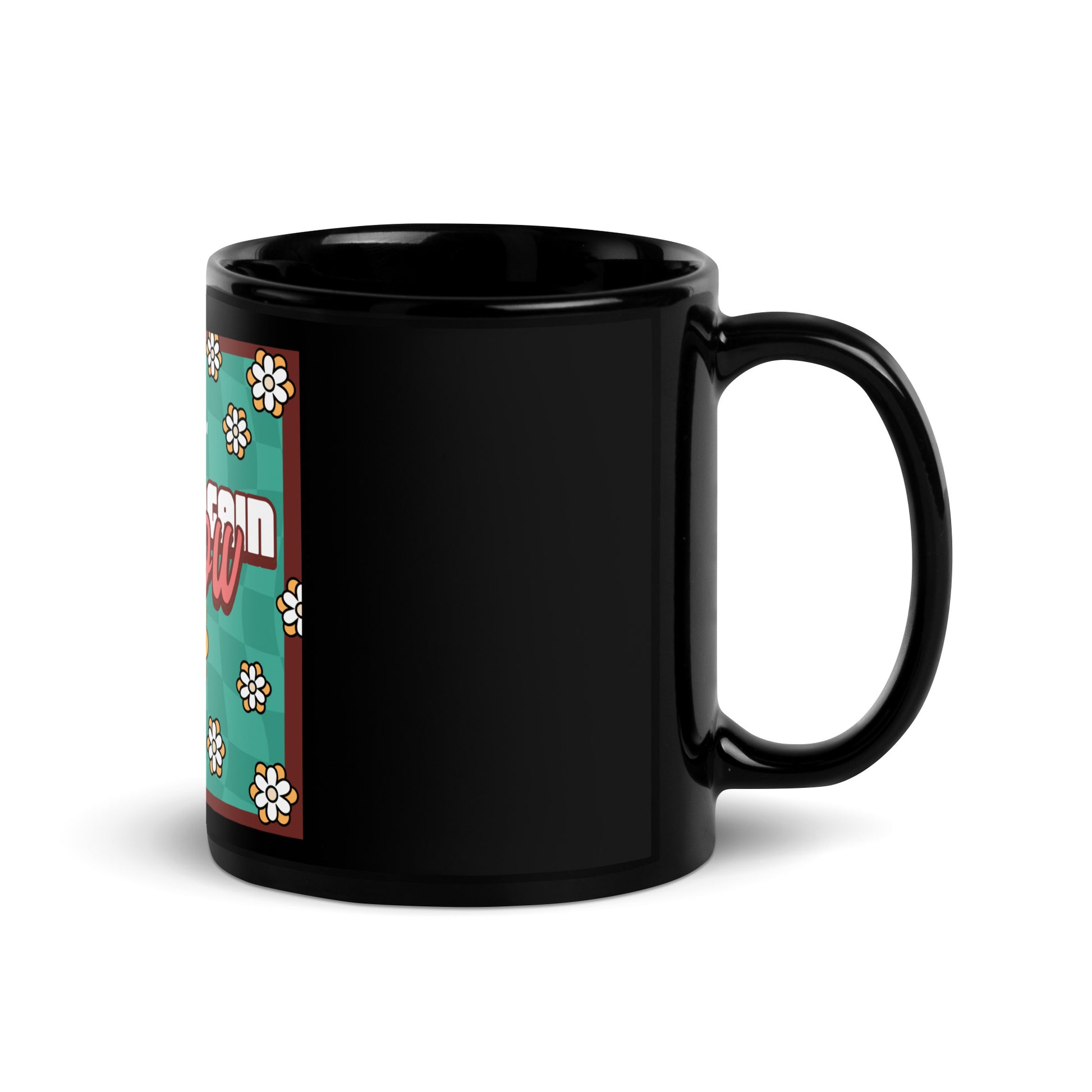 Never Again | Retro-Green Style | Black Glossy Mug