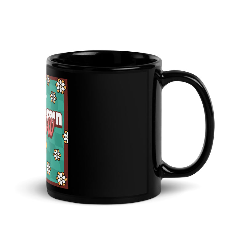 Never Again | Retro-Green Style | Black Glossy Mug