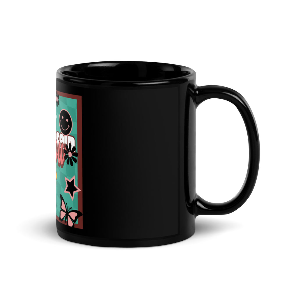 Never Again | Retro-Green Style | Black Glossy Mug Jouparty