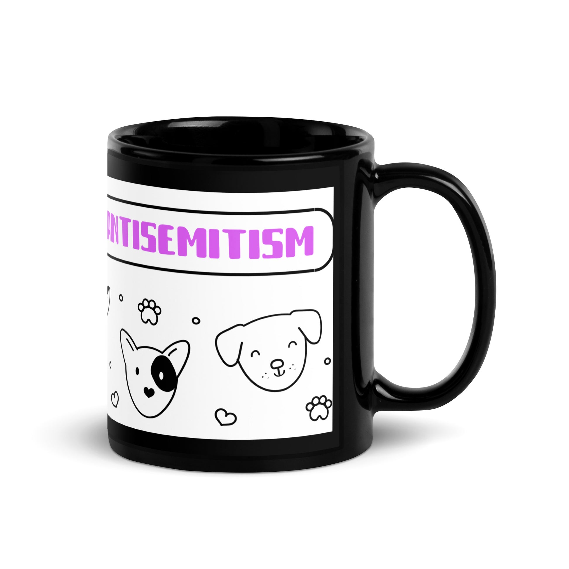 Cute Doodle Pet | Black Glossy Mug