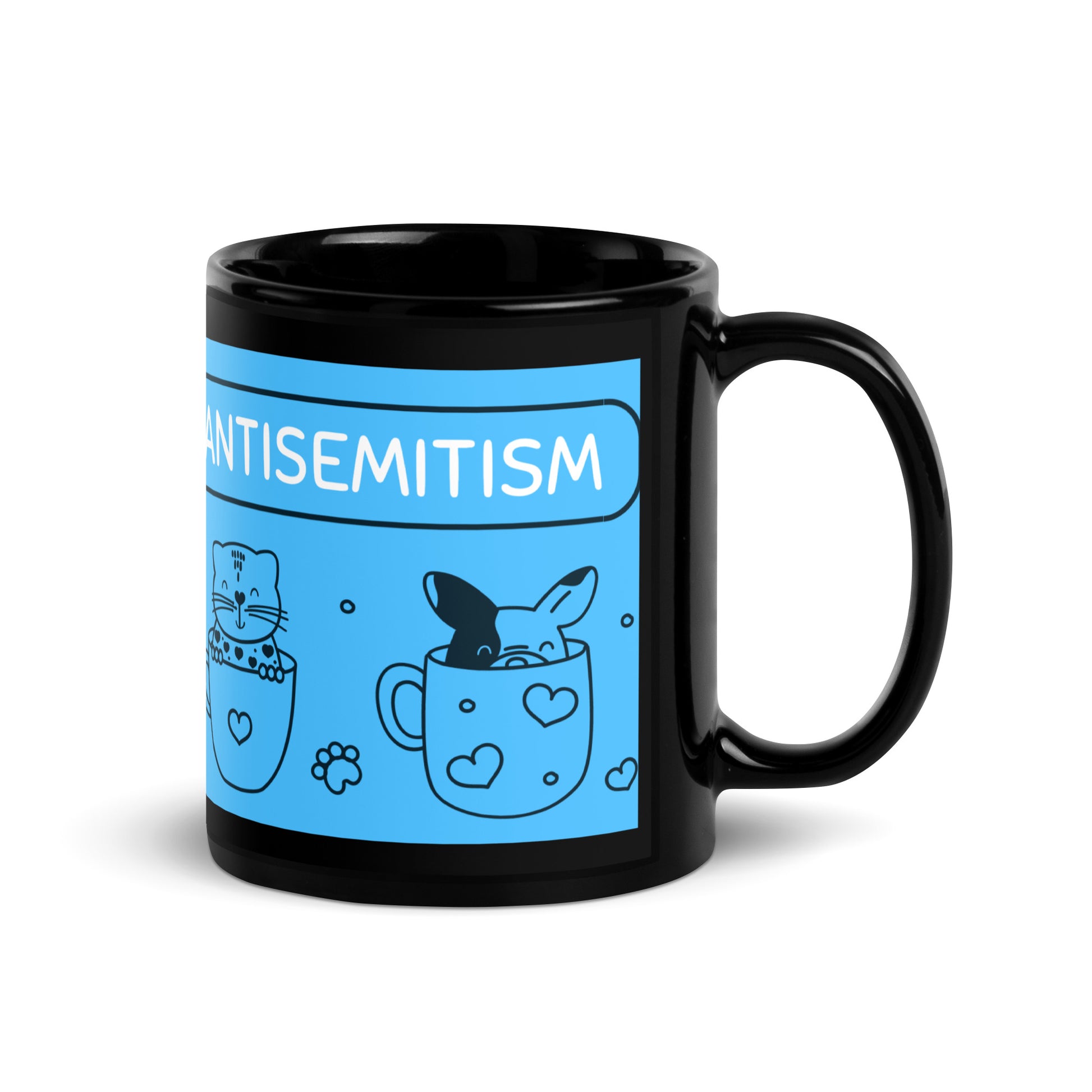 Cute Doodle Pet | Black Glossy Mug