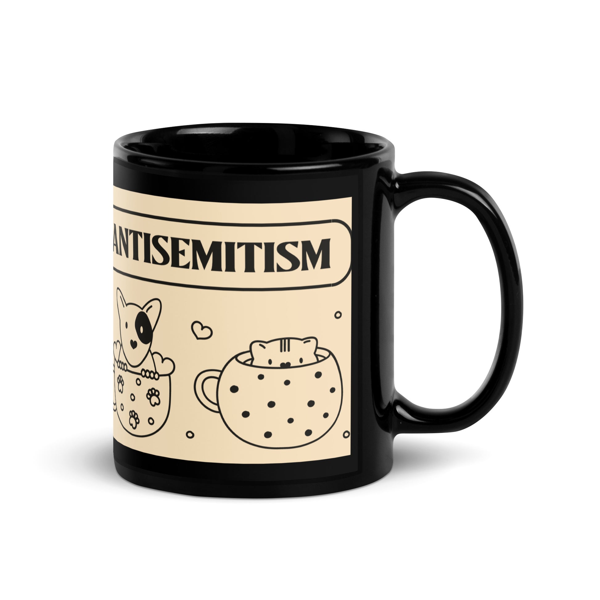 Cute Doodle Pet | Black Glossy Mug