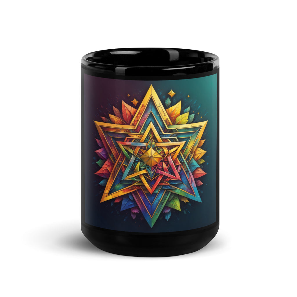Vibrant Song | Star of David | Black Glossy Mug Jouparty